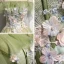 Elegant Sage Green Evening Dresses  2020 A-Line / Princess Off-The-Shoulder Short Sleeve Appliques Flower Beading Pearl Glitter Tulle Floor-Length / Long Backless Formal Dresses