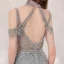 Sexy Gris Robe De Soirée 2020 Trompette / Sirène Transparentes Col v profond Sans Manches Fait main Perlage Train De Balayage Dos Nu Robe De Ceremonie
