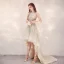 Haute Basse Champagne Transparentes Robe De Cocktail 2020 Princesse Encolure Dégagée Sans Manches Fait main Perlage Asymétrique Volants Robe De Ceremonie