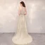 Haute Basse Champagne Transparentes Robe De Cocktail 2020 Princesse Encolure Dégagée Sans Manches Fait main Perlage Asymétrique Volants Robe De Ceremonie