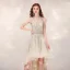 Haute Basse Champagne Transparentes Robe De Cocktail 2020 Princesse Encolure Dégagée Sans Manches Fait main Perlage Asymétrique Volants Robe De Ceremonie
