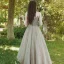 Élégant Champagne Robe De Bal 2020 Princesse Bretelles Spaghetti Sans Manches Appliques En Dentelle Faux Diamant Longue Volants Dos Nu Robe De Ceremonie
