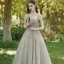 Élégant Champagne Robe De Bal 2020 Princesse Bretelles Spaghetti Sans Manches Appliques En Dentelle Faux Diamant Longue Volants Dos Nu Robe De Ceremonie