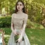 Best Gold Prom Dresses 2020 Ball Gown Off-The-Shoulder Short Sleeve Rhinestone Beading Floor-Length / Long Ruffle Backless Formal Dresses