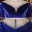 Vintage / Originale Bleu Roi Velour Robe De Soirée 2020 Trompette / Sirène Transparentes Encolure Dégagée Manches Courtes Faux Diamant Fendue devant Longue Robe De Ceremonie