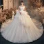 Romantique Ivoire La Mariée Robe De Mariée 2020 Robe Boule Bustier Sans Manches Dos Nu Glitter Tulle Cathedral Train Volants