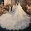 Romantique Ivoire La Mariée Robe De Mariée 2020 Robe Boule Bustier Sans Manches Dos Nu Glitter Tulle Cathedral Train Volants