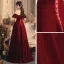 Schlicht Rot Velour Abendkleider 2020 A Linie Off Shoulder Glockenhülsen Lange Rüschen Rückenfreies Festliche Kleider