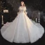 Elegant Champagne Bridal Wedding Dresses 2020 Ball Gown Off-The-Shoulder Short Sleeve Backless Sequins Beading Glitter Tulle Cathedral Train Ruffle