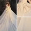 Elegant Champagne Bridal Wedding Dresses 2020 Ball Gown Off-The-Shoulder Short Sleeve Backless Sequins Beading Glitter Tulle Cathedral Train Ruffle