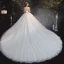 Vintage / Originale Blanche La Mariée Robe De Mariée 2020 Robe Boule Transparentes Col Haut Sans Manches Dos Nu Appliques En Dentelle Perlage Cathedral Train Volants