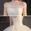 Vintage / Originale Blanche La Mariée Robe De Mariée 2020 Robe Boule Transparentes Col Haut Sans Manches Dos Nu Appliques En Dentelle Perlage Cathedral Train Volants