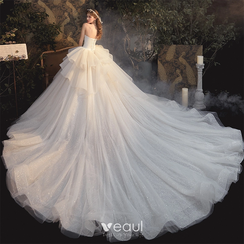 Verna Sin Tirante Novio Vestido Con Apertura Champán