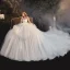 Luxury / Gorgeous Champagne Bridal Wedding Dresses 2020 Ball Gown Strapless Sleeveless Backless Glitter Tulle Cathedral Train Ruffle