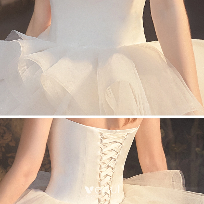 Zora Corte De Baile Sin Tirante Vestido De Novia Con Cuentas Champán Tallas Grandes main image 0