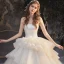 Luxury / Gorgeous Champagne Bridal Wedding Dresses 2020 Ball Gown Strapless Sleeveless Backless Glitter Tulle Cathedral Train Ruffle