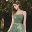 Elegant Sage Green Evening Dresses  Prom Dresses 2020 A-Line / Princess Shoulders Sleeveless Appliques Butterfly Lace Glitter Tulle Floor-Length / Long Ruffle Backless