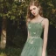 Elegant Sage Green Evening Dresses  Prom Dresses 2020 A-Line / Princess Shoulders Sleeveless Appliques Butterfly Lace Glitter Tulle Floor-Length / Long Ruffle Backless