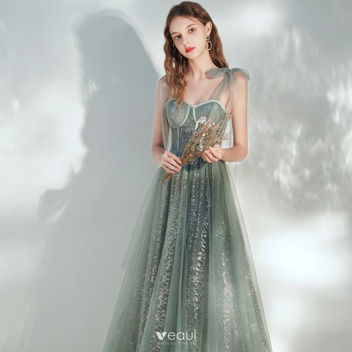 Chic / Beautiful Sage Green Prom Dresses 2020 A-Line / Princess ...