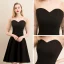 Fashion Black Homecoming Graduation Dresses 2020 A-Line / Princess Square Neckline Puffy Short Sleeve Pearl Backless Short Little Black Dress