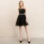 Chic / Beautiful Black Homecoming Graduation Dresses 2020 A-Line / Princess See-through Scoop Neck Sleeveless Rhinestone Sash Short Ruffle Formal Dresses