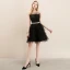 Chic / Beautiful Black Homecoming Graduation Dresses 2020 A-Line / Princess See-through Scoop Neck Sleeveless Rhinestone Sash Short Ruffle Formal Dresses
