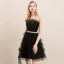 Chic / Beautiful Black Homecoming Graduation Dresses 2020 A-Line / Princess See-through Scoop Neck Sleeveless Rhinestone Sash Short Ruffle Formal Dresses