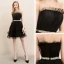 Chic / Beautiful Black Homecoming Graduation Dresses 2020 A-Line / Princess See-through Scoop Neck Sleeveless Rhinestone Sash Short Ruffle Formal Dresses