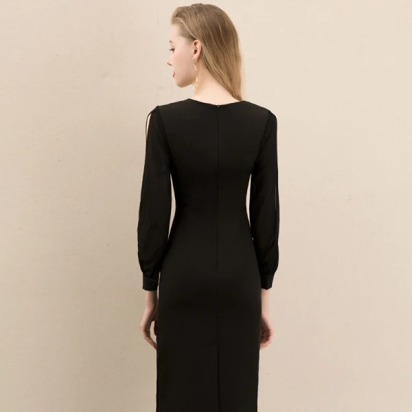 Modest / Simple Black Homecoming Graduation Dresses 2020 A-Line / Princess Square Neckline Puffy Long Sleeve Short Formal Dresses