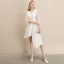 Mode Weiß Heimkehr Abiballkleider 2020 A Linie V-Ausschnitt Geschwollenes 3/4 Ärmel Asymmetrisch Festliche Kleider