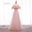 Fine Perle Rosa Brudepikekjoler 2020 Prinsesse Ryggløse Beading Glitter Tyll Lange Buste
