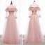 Fine Perle Rosa Brudepikekjoler 2020 Prinsesse Ryggløse Beading Glitter Tyll Lange Buste