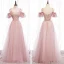 Fine Perle Rosa Brudepikekjoler 2020 Prinsesse Ryggløse Beading Glitter Tyll Lange Buste