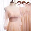 Fine Perle Rosa Brudepikekjoler 2020 Prinsesse Ryggløse Sash Beading Glitter Tyll Lange Buste