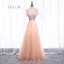 Fine Perle Rosa Brudepikekjoler 2020 Prinsesse Ryggløse Sash Beading Glitter Tyll Lange Buste