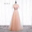 Fine Perle Rosa Brudepikekjoler 2020 Prinsesse Ryggløse Sash Beading Glitter Tyll Lange Buste