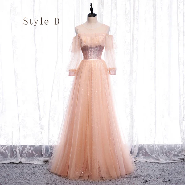 Fine Perle Rosa Brudepikekjoler 2020 Prinsesse Ryggløse Sash Beading Glitter Tyll Lange Buste