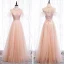 Fine Perle Rosa Brudepikekjoler 2020 Prinsesse Ryggløse Sash Beading Glitter Tyll Lange Buste