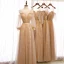 Élégant Marron Robe Demoiselle D'honneur 2020 Princesse Dos Nu Ceinture Étoile Appliques En Dentelle Paillettes Longue Volants