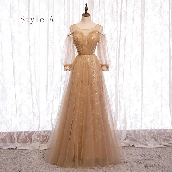Élégant Marron Robe Demoiselle D'honneur 2020 Princesse Dos Nu Ceinture Étoile Appliques En Dentelle Paillettes Longue Volants