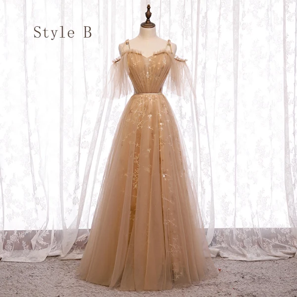 Élégant Marron Robe Demoiselle D'honneur 2020 Princesse Dos Nu Ceinture Étoile Appliques En Dentelle Paillettes Longue Volants
