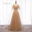 Élégant Marron Robe Demoiselle D'honneur 2020 Princesse Dos Nu Ceinture Étoile Appliques En Dentelle Paillettes Longue Volants