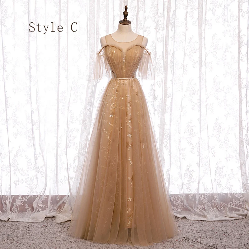 slim fit dress slacks Mermaid Short Sleeves Rose Gold Sequins Long Bridesmaid Dress – FancyVestido main image 1