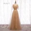 Élégant Marron Robe Demoiselle D'honneur 2020 Princesse Dos Nu Ceinture Étoile Appliques En Dentelle Paillettes Longue Volants