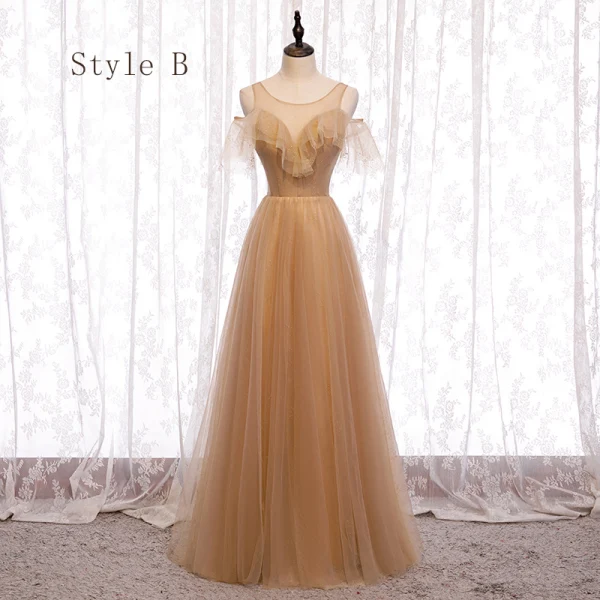 Elegant Brown Bridesmaid Dresses 2020 A-Line / Princess Short Sleeve Backless Rhinestone Floor-Length / Long Ruffle