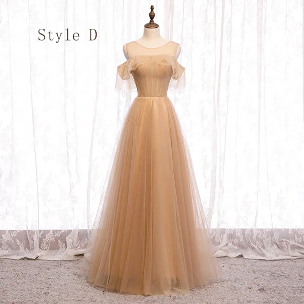 Elegant Brown Bridesmaid Dresses 2020 A-Line / Princess Short Sleeve Backless Rhinestone Floor-Length / Long Ruffle