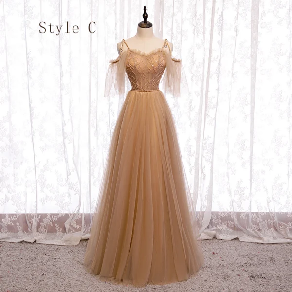 Chic Beautiful Brown Bridesmaid Dresses 2020 A-Line Princess Short Sleeve Backless Sash