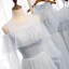 Chic / Beautiful Grey Bridesmaid Dresses 2020 A-Line / Princess Backless Beading Glitter Tulle Floor-Length / Long Ruffle