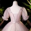 Vintage / Retro Blushing Pink Dancing Prom Dresses 2020 Ball Gown Square Neckline Puffy Short Sleeve Appliques Lace Beading Pearl Floor-Length / Long Ruffle Backless