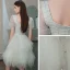 Fashion Ivory Homecoming Graduation Dresses 2020 A-Line / Princess Square Neckline Puffy Short Sleeve Beading Pearl Sequins Short Cascading Ruffles Backless